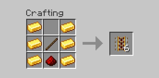Crafting Recipe of Powered Rail -  Redstone Components in Minecraft