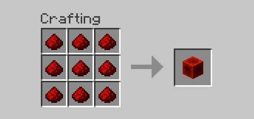 Crafting Recipe of Redstone Block