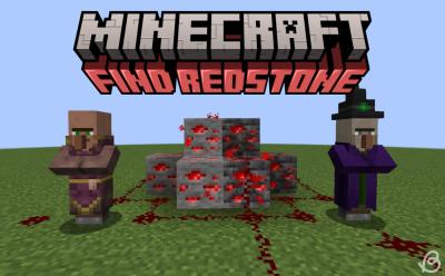 Redstone ores, redstone dust, cleric villager and a witch in Minecraft