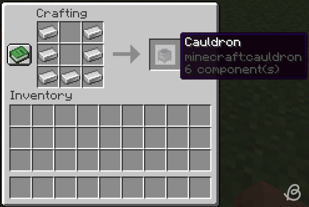 Cauldron crafting recipe in Minecraft