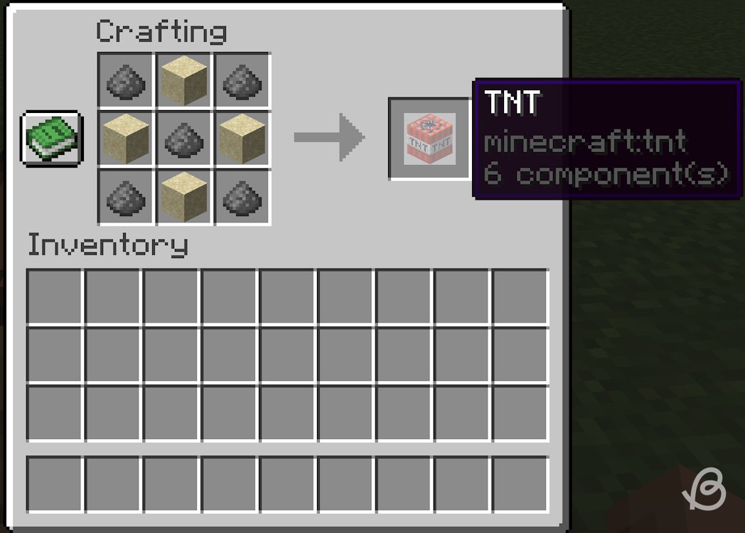 Crafting recipe for TNT in Minecraft
