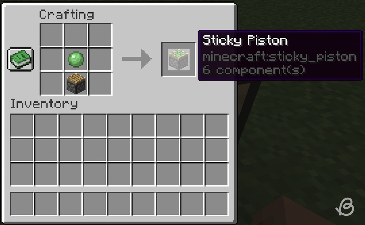 Sticky piston redstone component crafting recipe