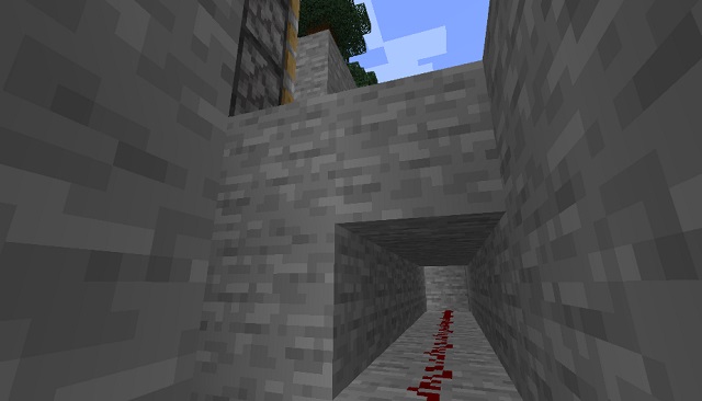 Red stone dust under the blocks