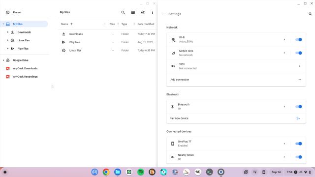 Split screen on a Chromebook with keyboard shortcuts