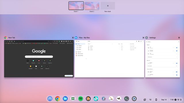 Split screen on a Chromebook with touchpad gestures