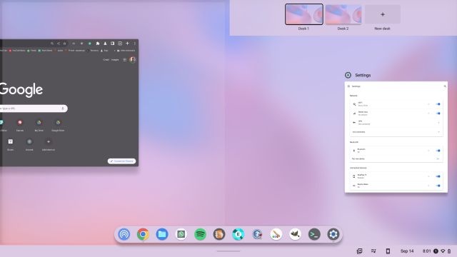 Split screen on a touchscreen Chromebook