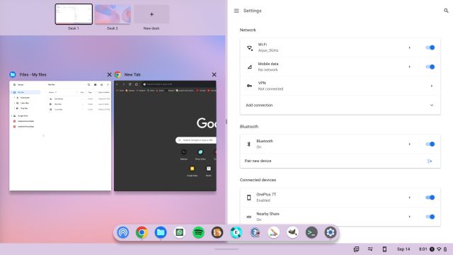 select the window to Split the Screen on a Touchscreen Chromebook