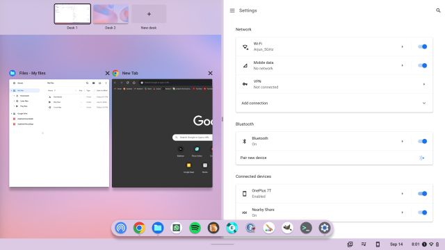 Geteilter Bildschirm Auf Einem Touchscreen-Chromebook