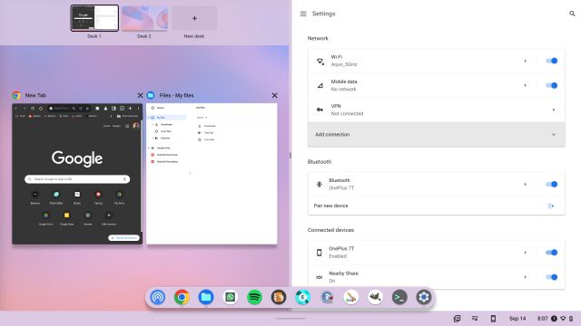 select the window to Split the Screen on a Touchscreen Chromebook