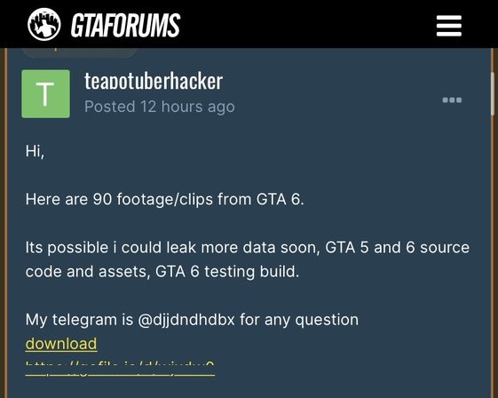 Alleged GTA 6 Videos & Source Code Leaked; Schreier: It's Real