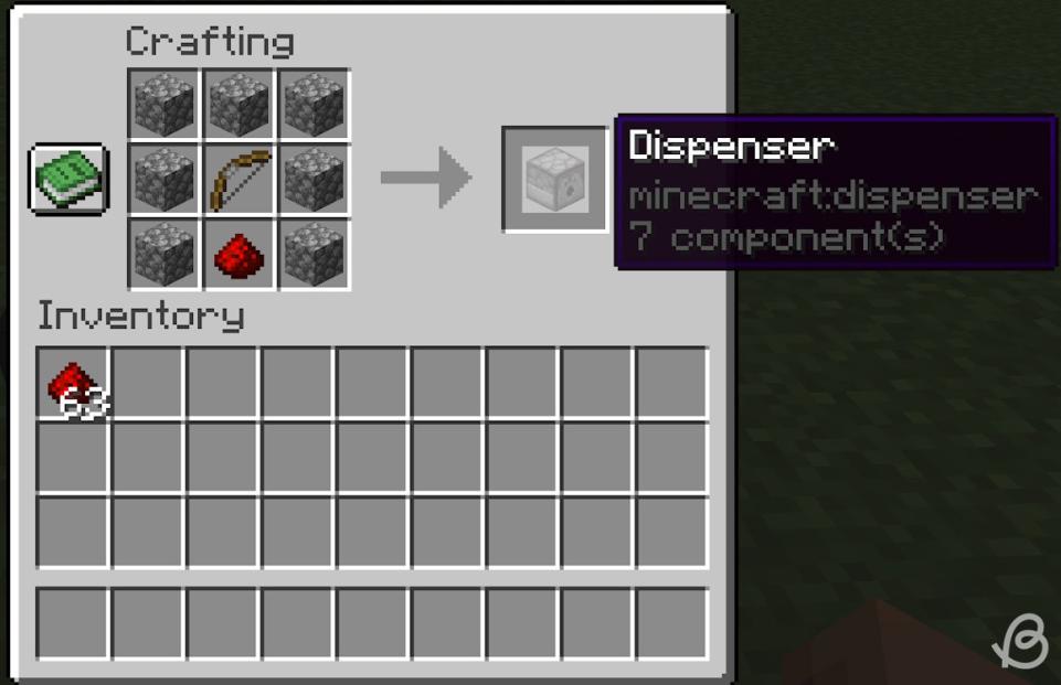 Dispenser crafting recipe