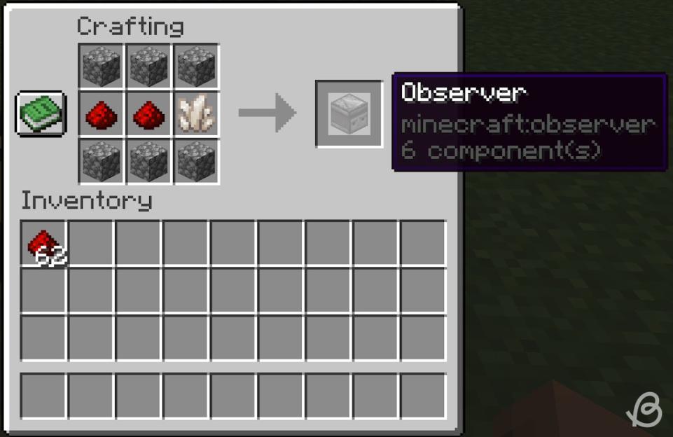 Observer crafting recipe