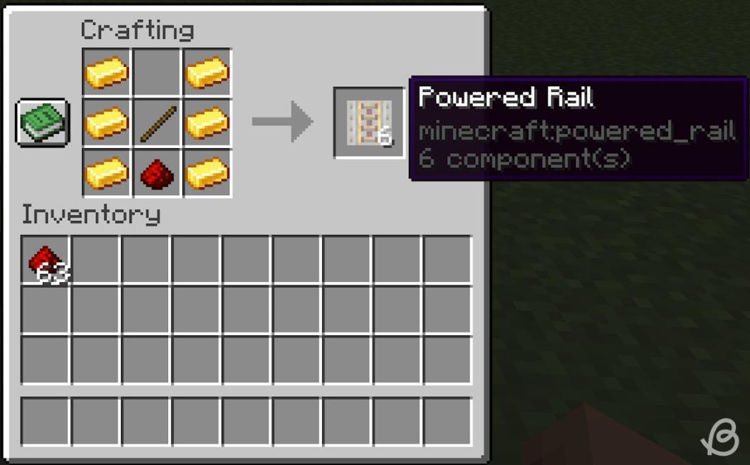 Powered rail crafting recipe