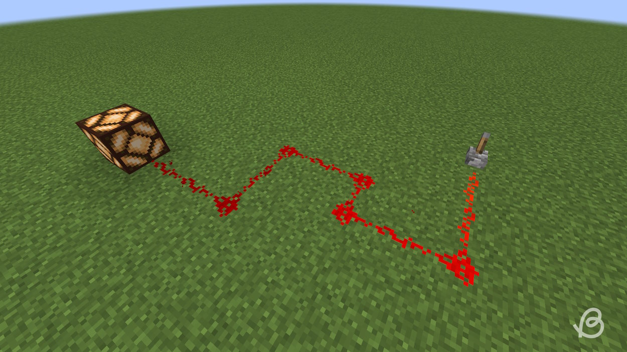 Redstone dust as a wire connecting a lever and a redstone lamp