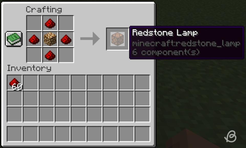 Redstone lamp crafting recipe in Minecraft