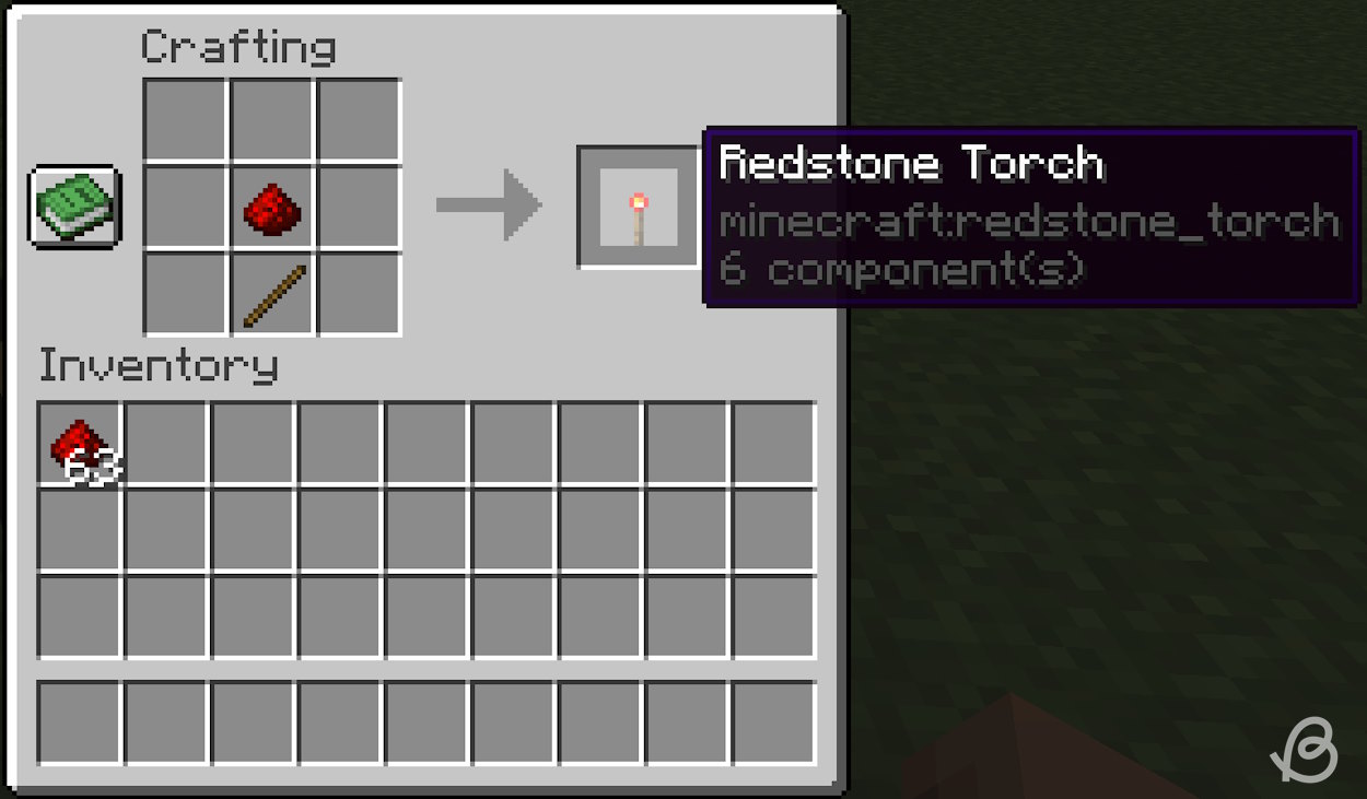 Redstone torch crafting recipe in Minecraft