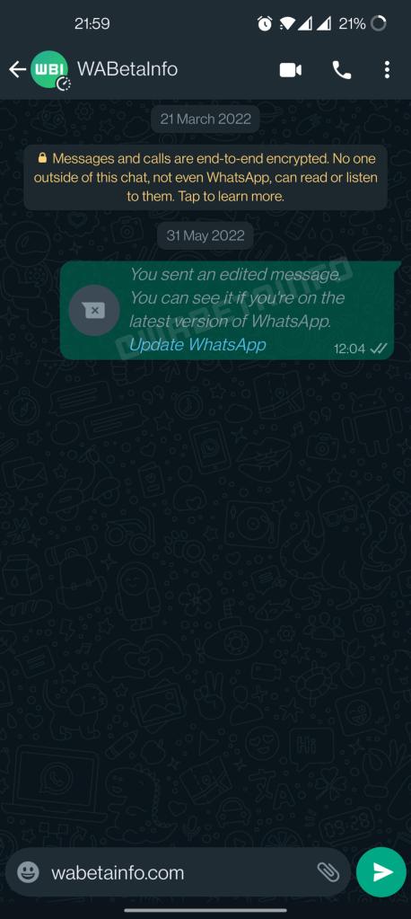 WhatsApp edit messages
