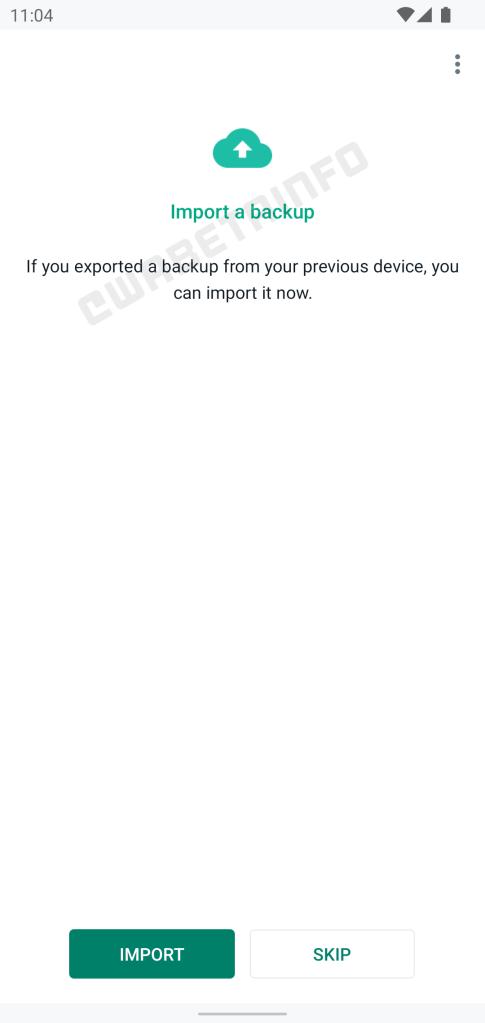 whatsapp chat backup import option