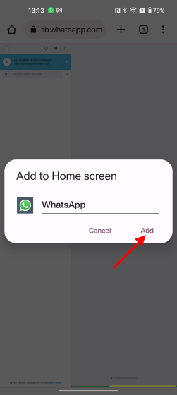 whatsapp app shortcut two devices 
