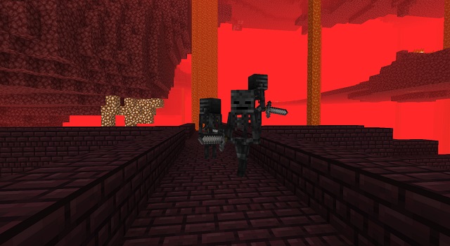 Wither Skeletons on Nether Fortress