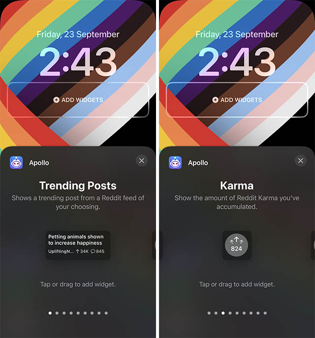 apollo for reddit ios lock screen widget