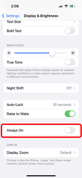 disable aod iphone 14 pro