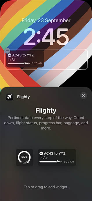 flighty lock screen widget