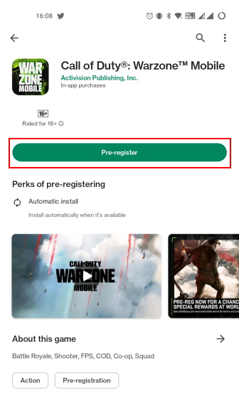 pre register for cod warzone mobile