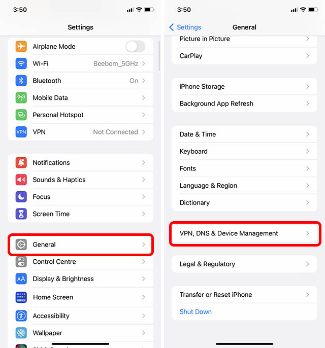 remove device management settings from ios 16 public beta profile