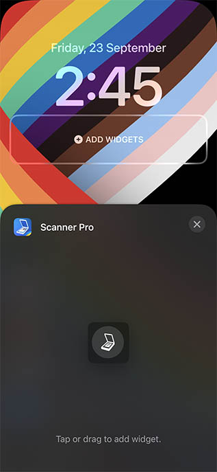 scanner pro lock screen widget