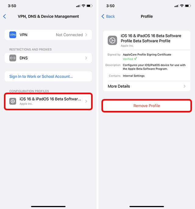 Steps to Delete iOS 16 Public Beta Profile