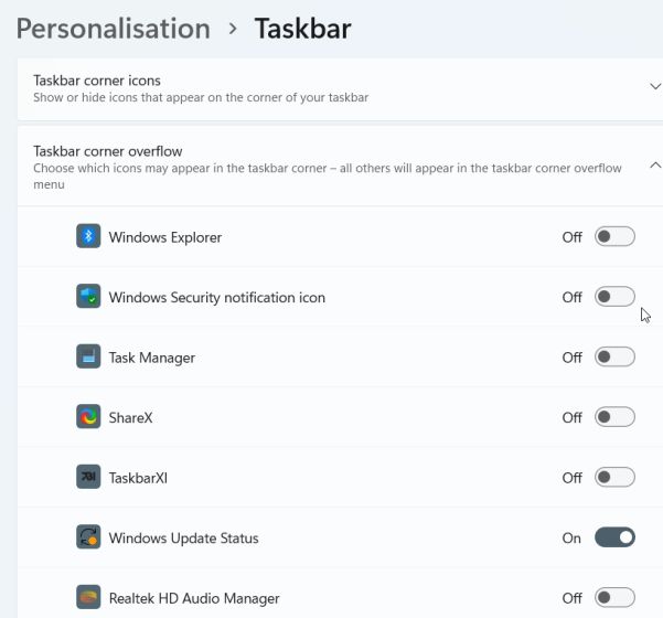 2. Personalize Windows 11 Taskbar via Windows Settings