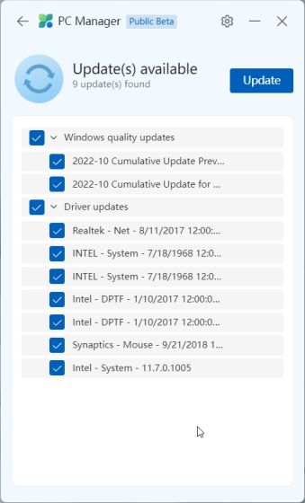windows update pc manager