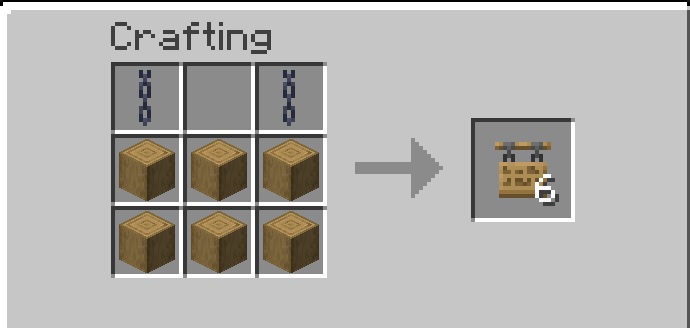 Crafting Recipe of Hanging Sign in Minecraft
