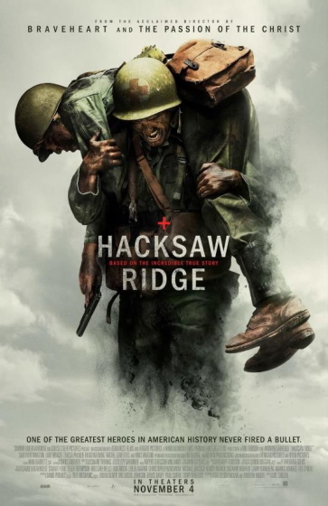 The official poster of the inspirational movie "Hacksaw Ridge".