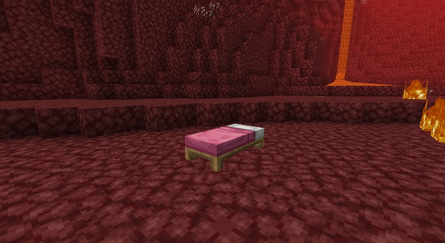 Pink Bed in the nether