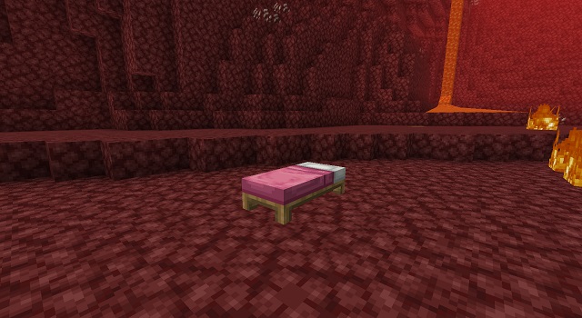 Pink bed in the nether