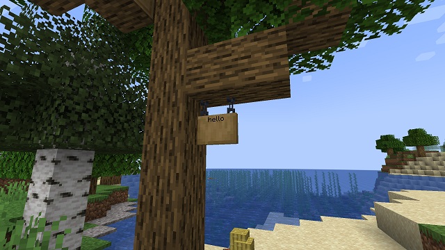 Hanging sign placed in Minecraft