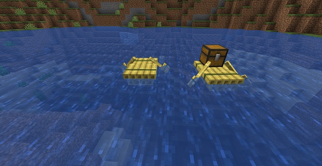 Bamboo blocks and a raft - Minecraft Update 1.20