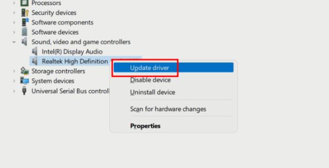 6. Aktualisieren Sie Den Audiotreiber In Windows 11