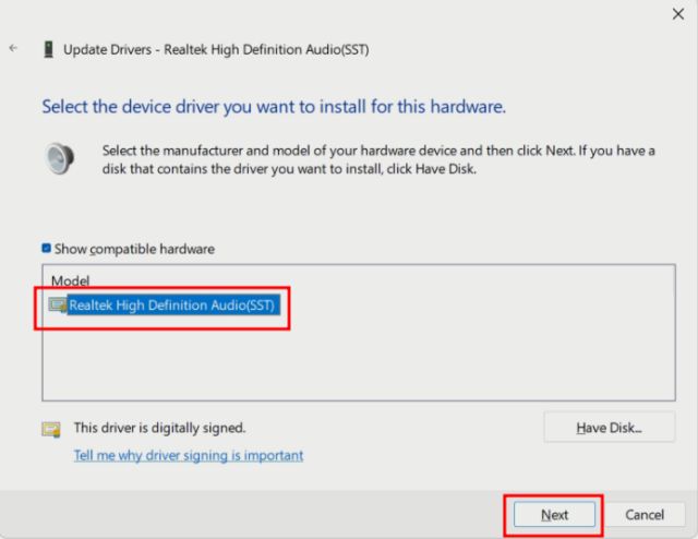 6. Update Audio Driver in Windows 11
