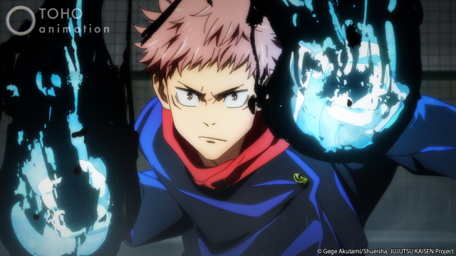 A picture of strongest character Itadori Yuji in Jujutsu Kaisen anime.