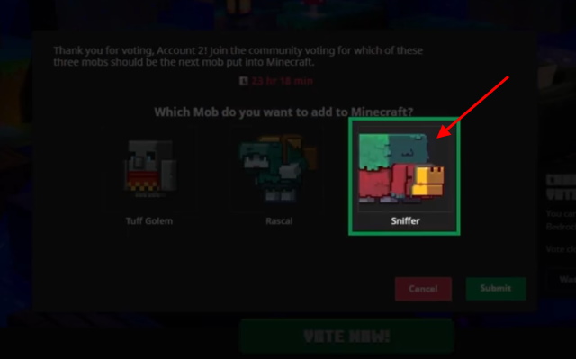 choose the new mob for minecraft live