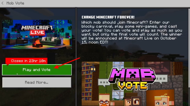 click on play and vote to select new mob in minecraft server