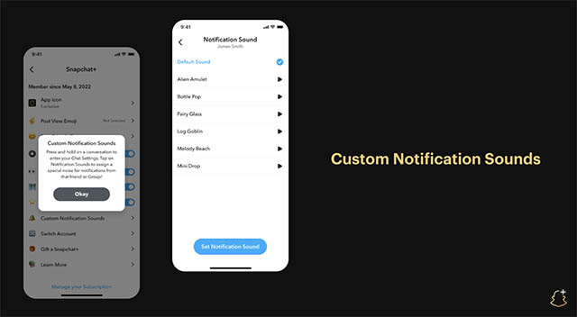 custom notification sounds in snapchat plus