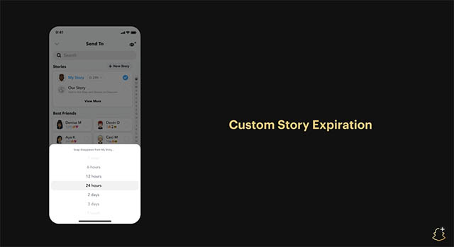 custom story expiration timers in snapchat plus