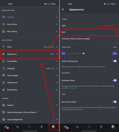 discord dark mode easter egg