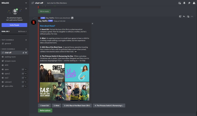 hey netflix bot in action in discord