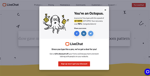 livechat typing speed test
