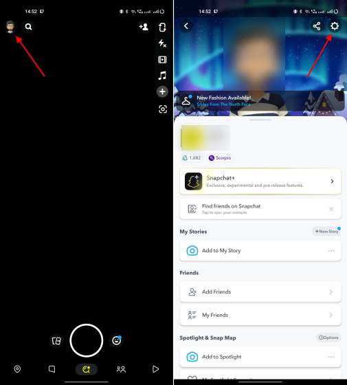 open snapchat settings on android
